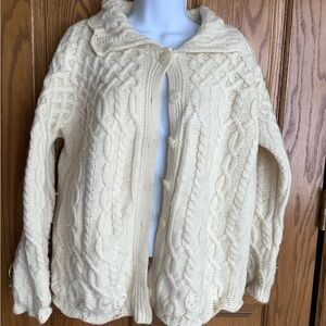 100% merino wool, cable knit cardigan. Aran crafts Ireland  used.